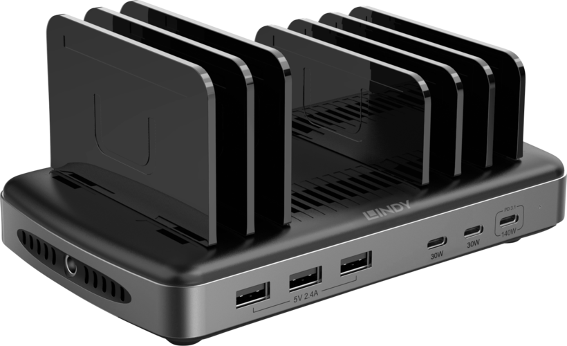 LINDY USB-Ladestation 6-Port schwarz
