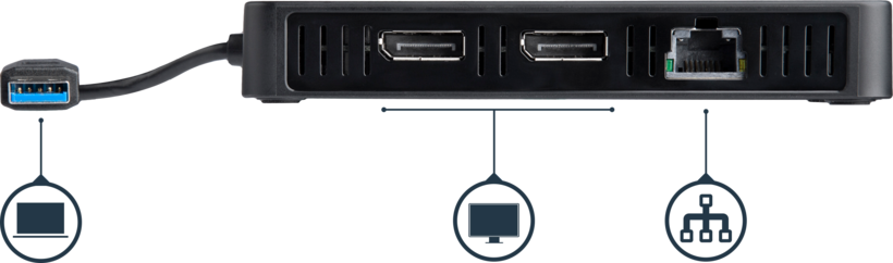 Adapter USB-A - DP/RJ45/USB
