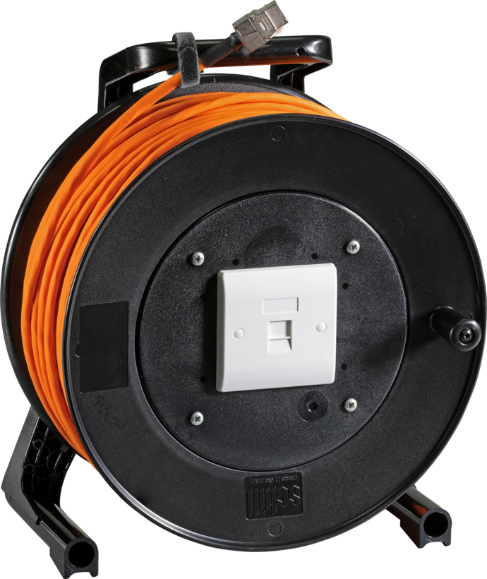Kabeltrommel Cat6a massiv S/FTP 50m+RJ45