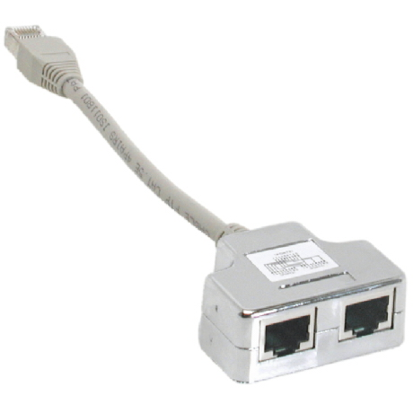 Doubleur RJ45, Ethernet + Ethernet, Cat5e, FTP