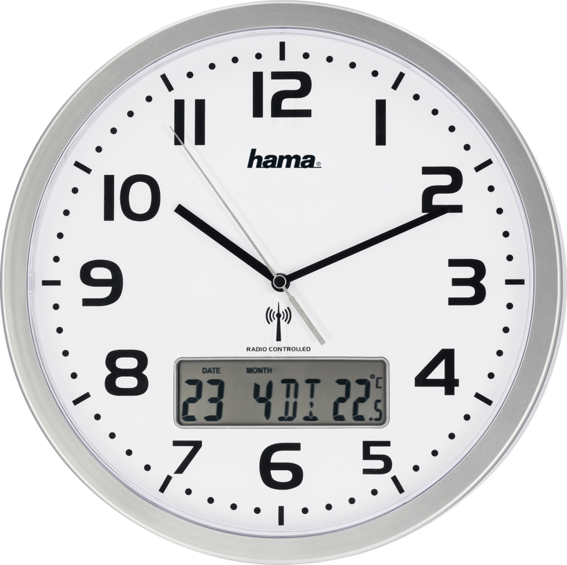 Hama Extra Wand-Uhr+Datum+Temp.