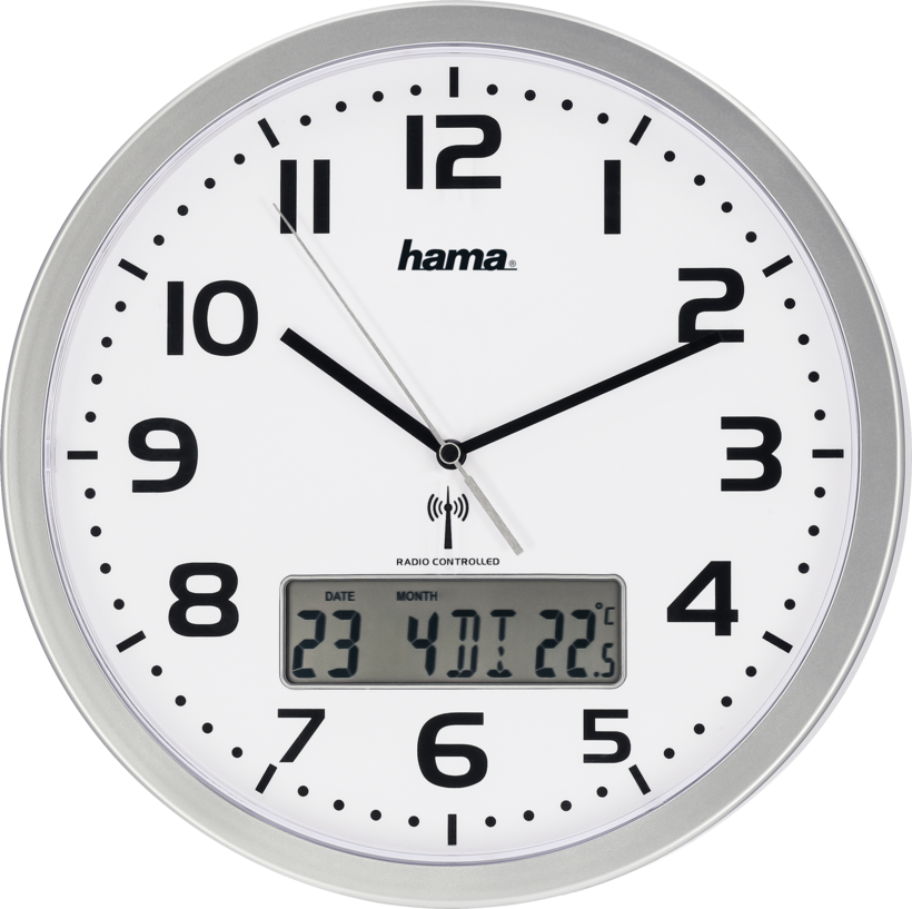 Hama Moorea Wand-Uhr+Datum+Temp.