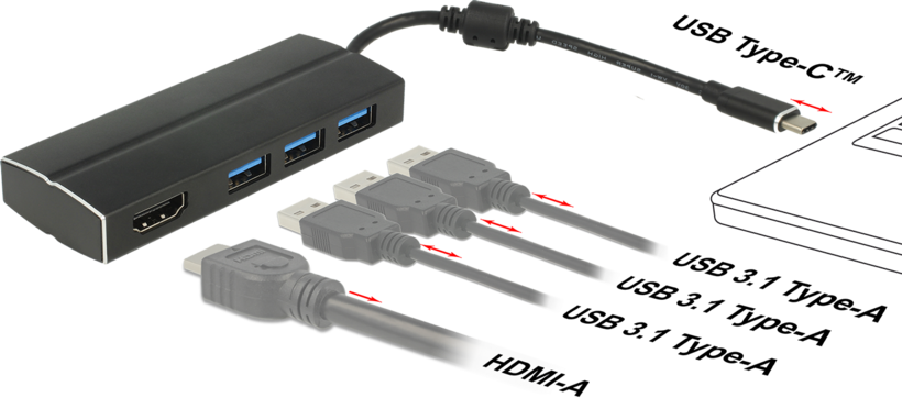 Adaptér USB 3.0 typ C k. - HDMI / USB A