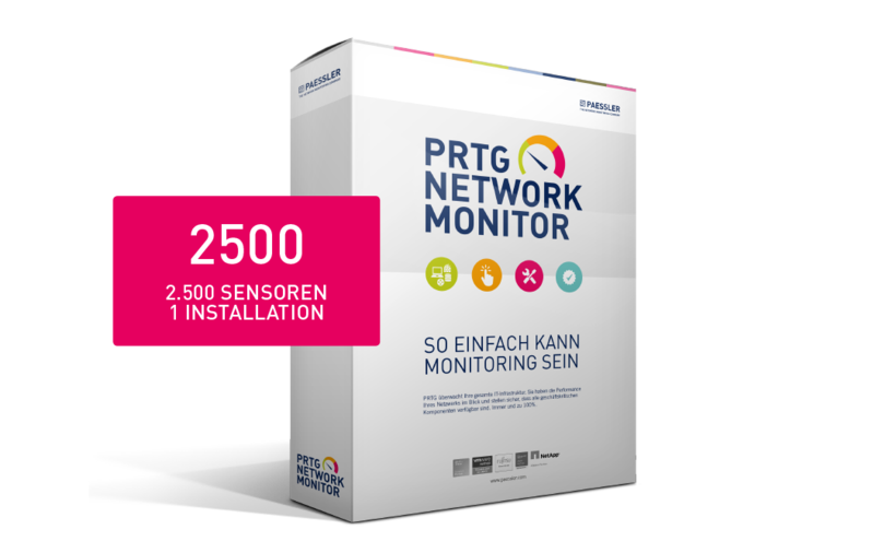 Paessler PRTG Network Monitor Upgrade incl. Maintenance 36 months 500 Sensors to 2500 Sensors