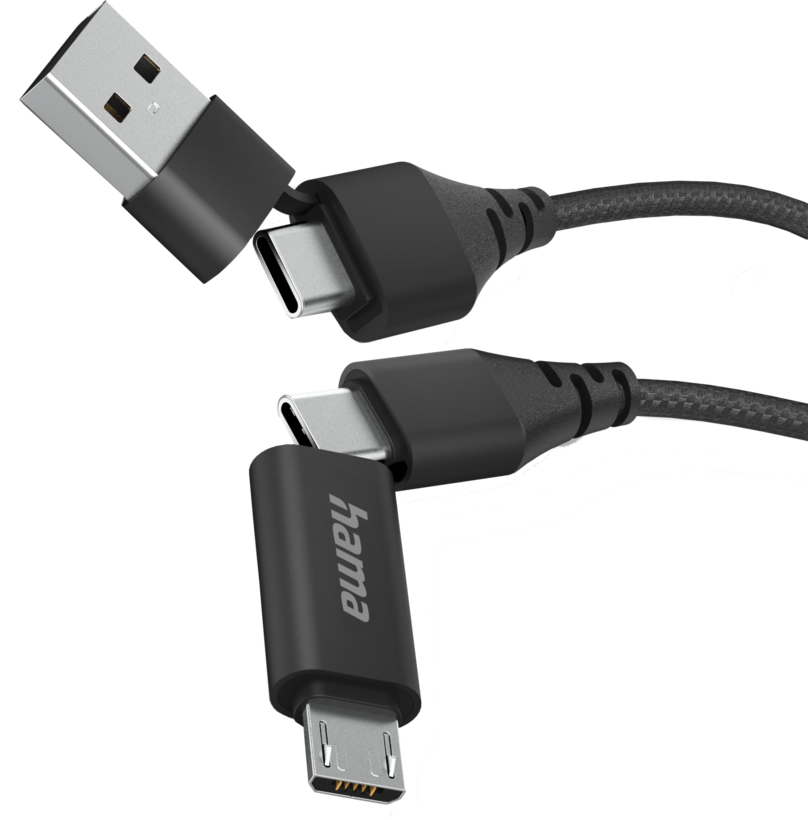 Hama USB-C/A - Micro-B/C Cable 1.5m