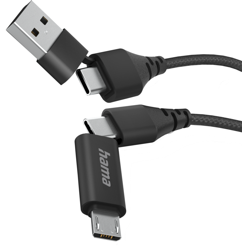 Cabo Hama 2 em 2 USB C/A-micro-B/C 1,5 m