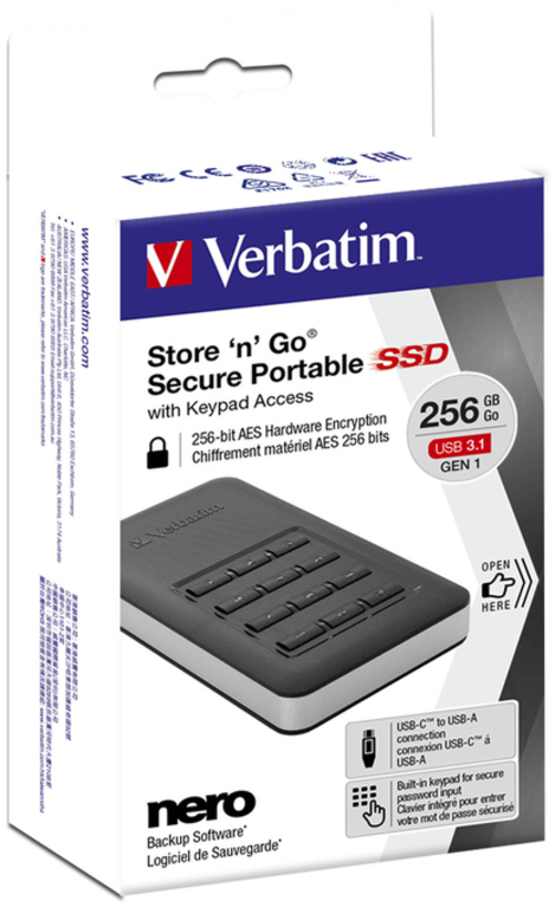 Verbatim Secure 256GB USB 3.0 SSD