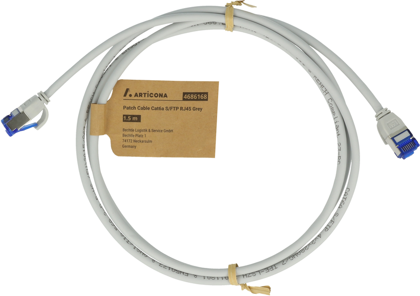 Patch Cable RJ45 S/FTP Cat6a 0.5m Grey