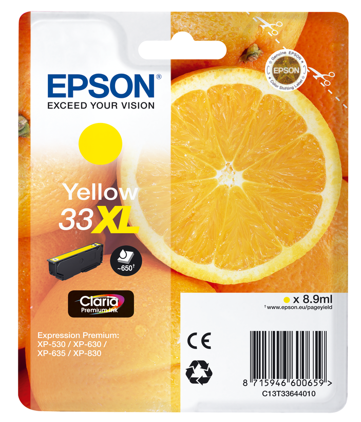 Epson 33XL Claria tinta, sárga
