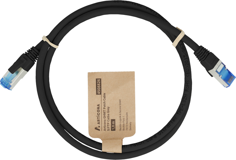 Câble patch RJ45 S/FTP Cat6a 10 m, noir