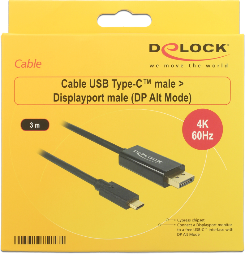 Cable USB Type-C/m - DisplayPort/m 3m