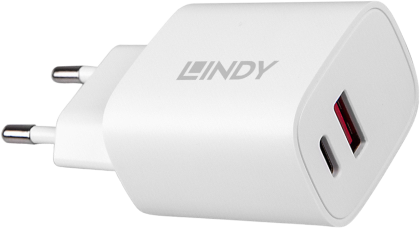 Cargador pared LINDY 20 W USB-C/USB-A
