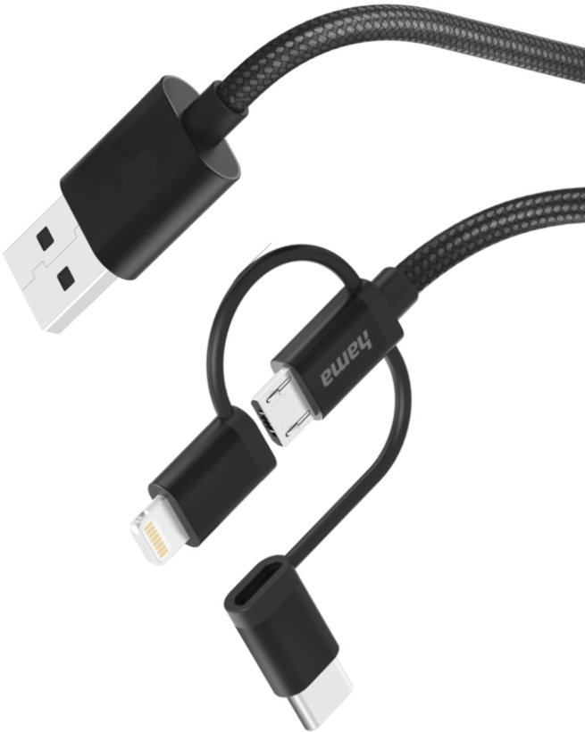 Hama 3in1 USB A-Lightn/Micro-B/C Cable