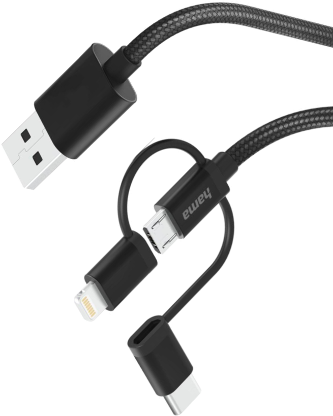 Hama USB-A-Lightn/Micro-B/C Cable 1.5m