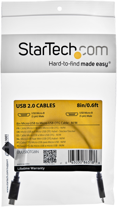 Cable USB 2.0 OTG St-St(microB) 0,2 m