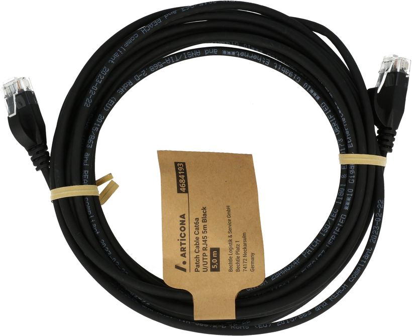 Patch Cable RJ45 U/UTP Cat6a 7.5m Black