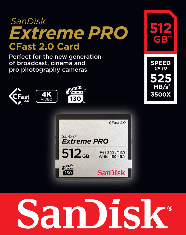 SanDisk Extreme PRO CFast kártya 512 GB