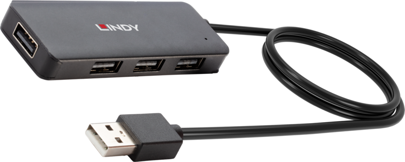 Hub USB 2.0 LINDY 4 ports, noir