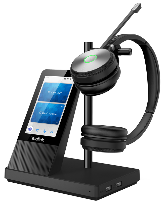 DECT Wireless Convertible Headset with Touch Screen Base Station - Yealink