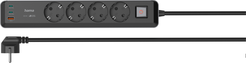 Power Strip 4-way + 3x USB 1.4m