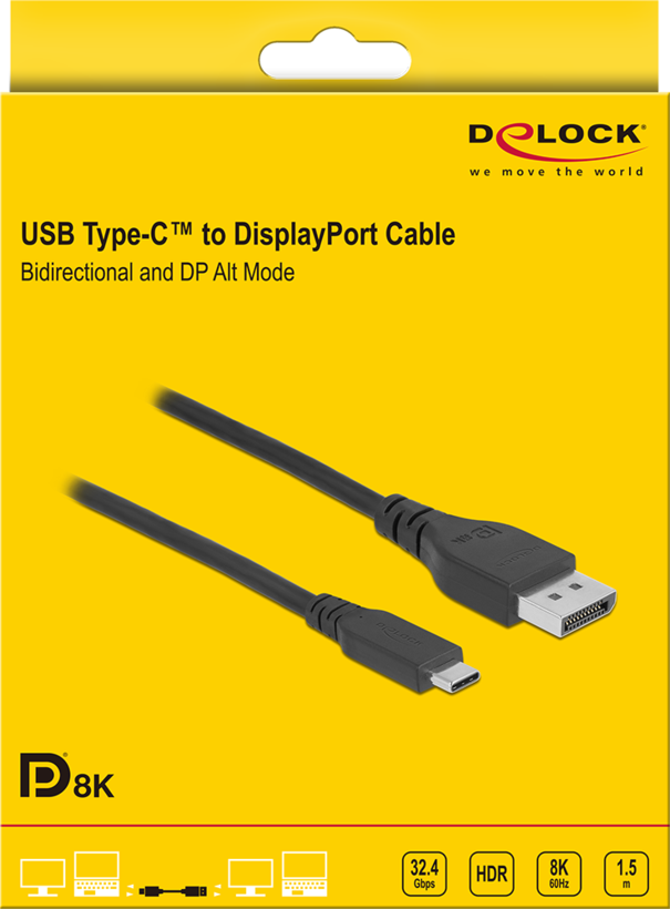 Câble USB-C m. - DisplayPort m., 1,5 m