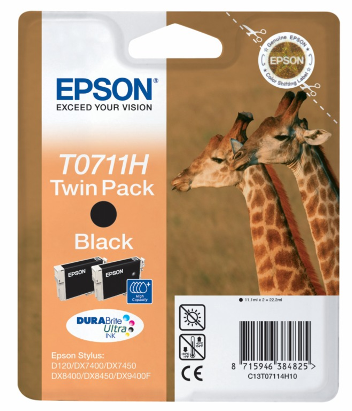 Encre Epson T0711H, noir, pack de 2