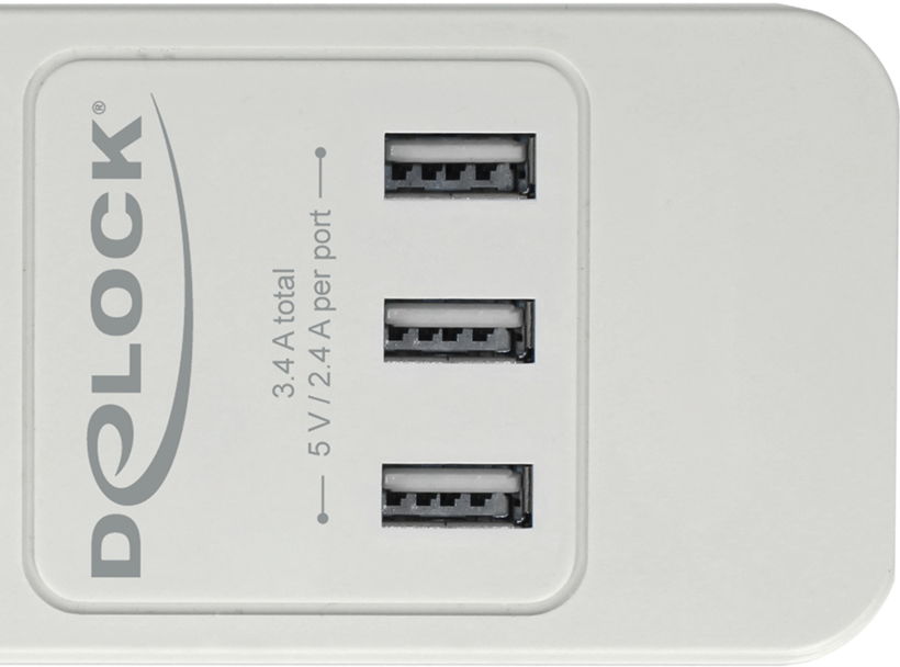 Prepěťová ochrana 4x + 3xUSB 1,5m bílá