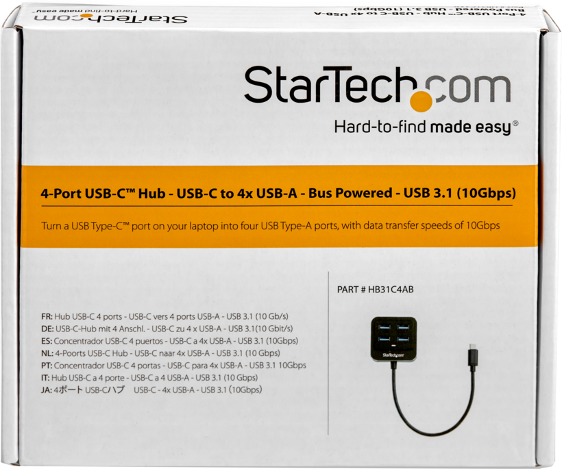 StarTech USB Hub 3.1 4-port Type-C Black