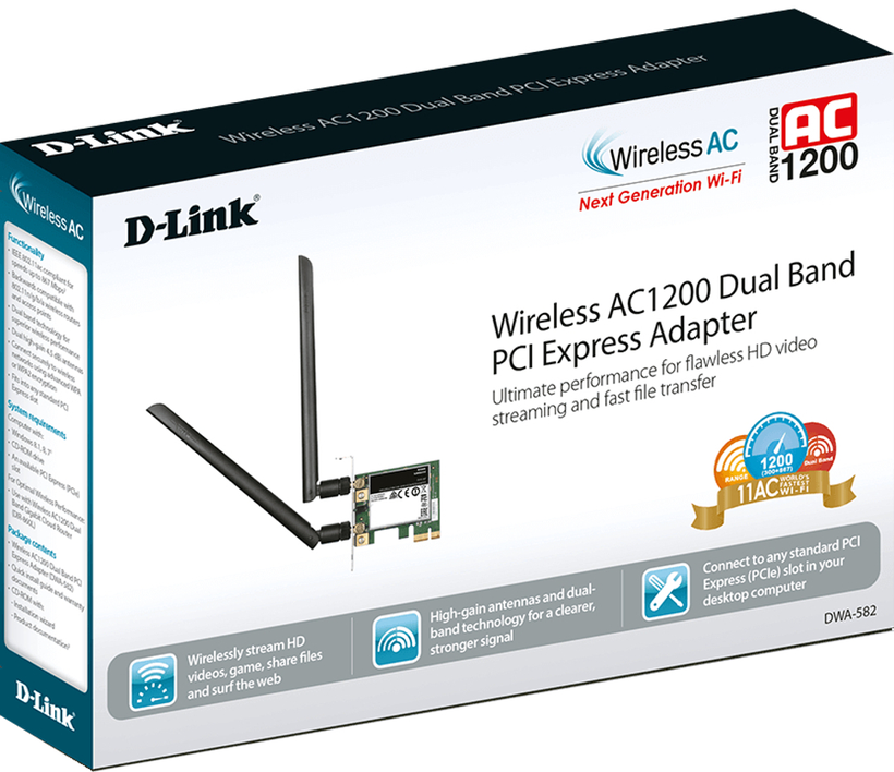 Adaptér D-Link DWA-582 AC1200 PCIe