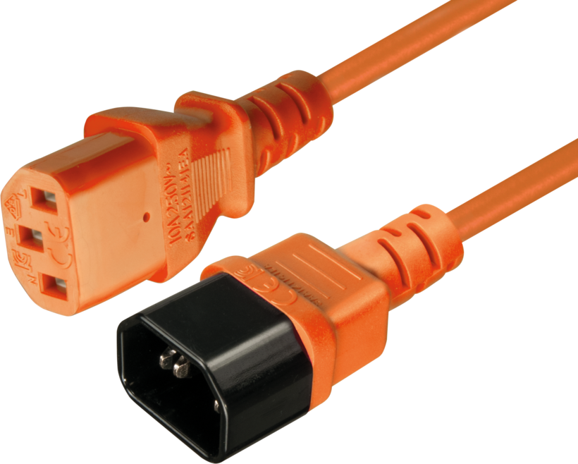 Cable alim. C13 h - C14 m 2 m, naranja