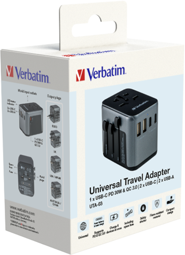 Cestovní adaptér Verbatim svět + 5x USB
