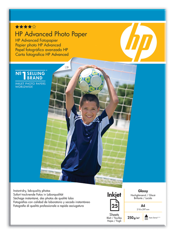 Papier photo glacé HP Advanced A4 250 g - 25 feuilles