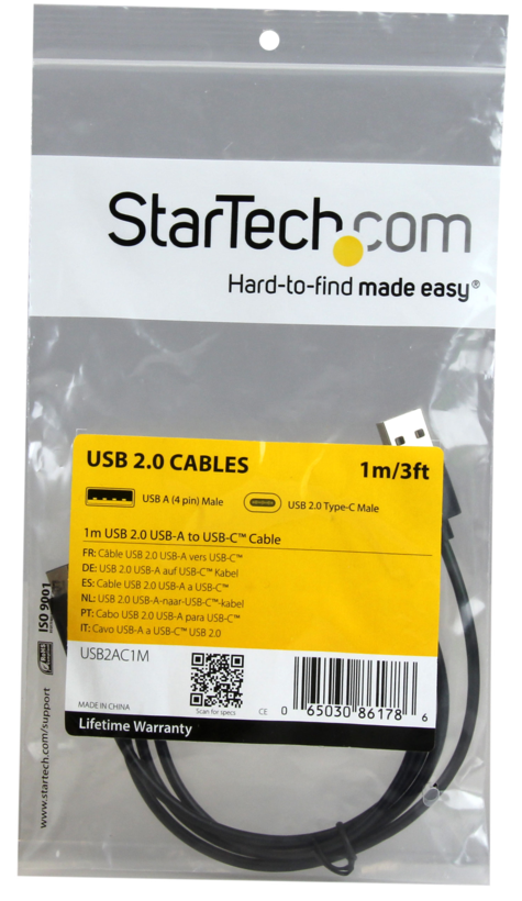 Cabo USB 2.0 m.(C)-m.(A) 1m preto