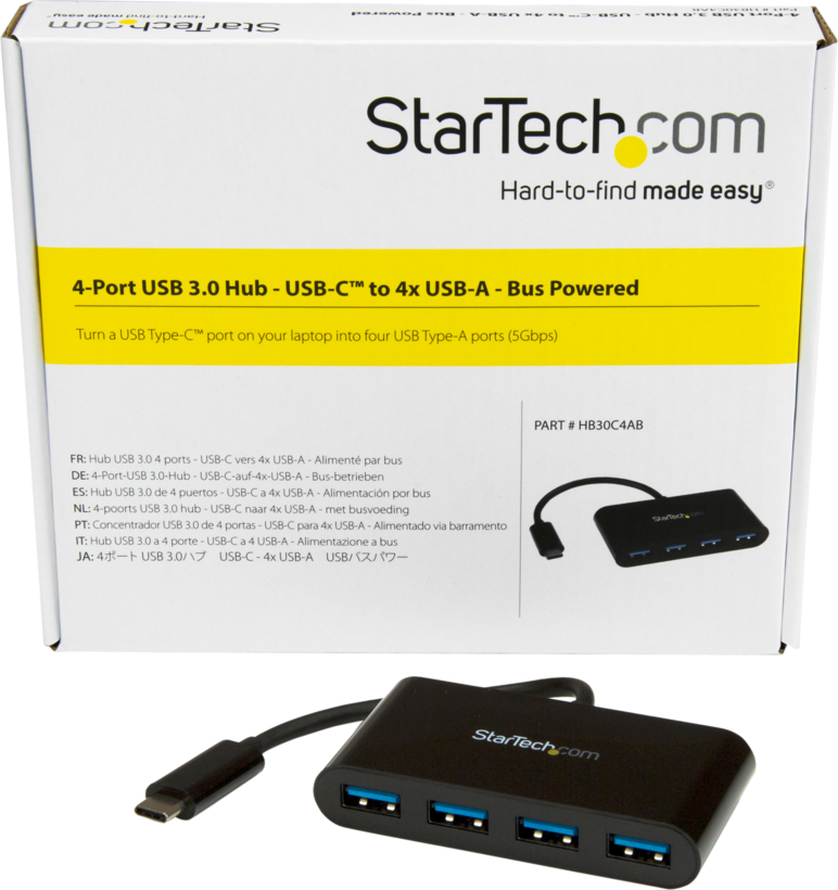 Hub USB StarTech 3.0 4 portas preto