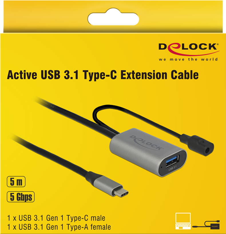 Delock USB Type-C-A Active Ext. Cbl 5m