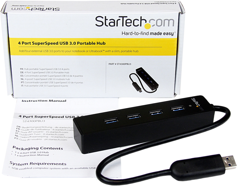 StarTech USB Hub 3.0 4-Port schwarz