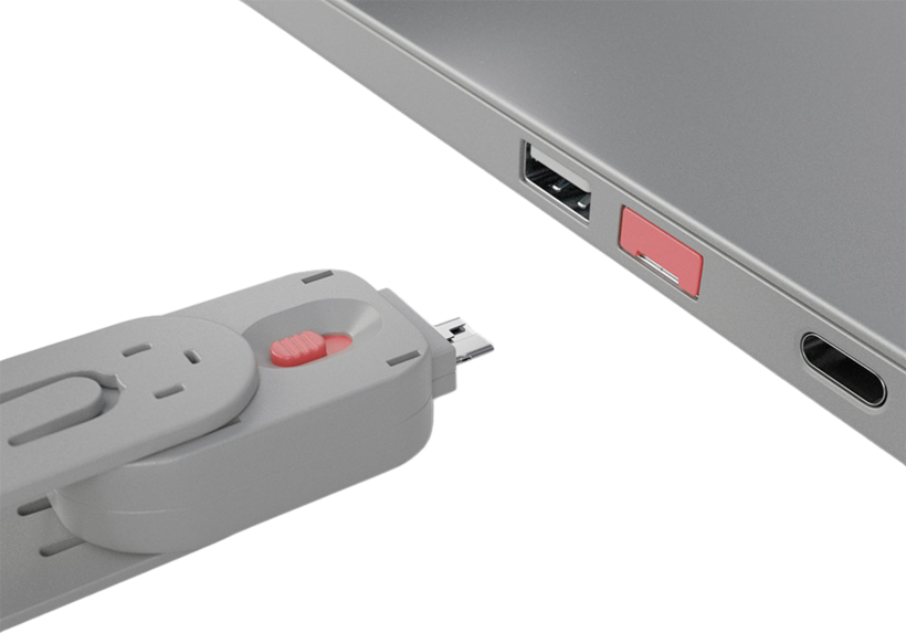USB-A Port Blocker Pink 4-pack + 1 Key