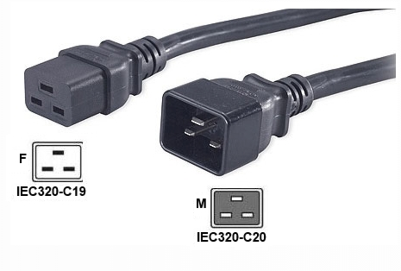 Síťový kabel IEC320-C19 na C20, 16/20A