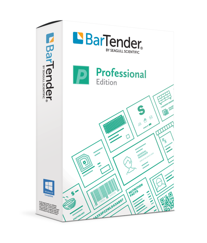 Seagull BarTender Professional Applikationslizenz + 2 Drucker (umfasst 1 Jahr Standardwartung & Support)