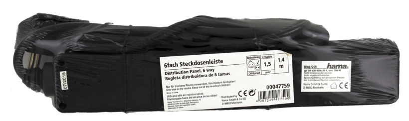 Steckdosenleiste 6fach 1,4m schwarz