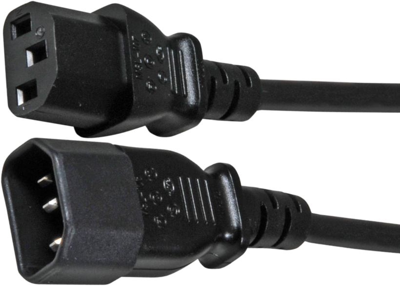 Câble alim, C13f.-C14 m., 0,5 m, noir