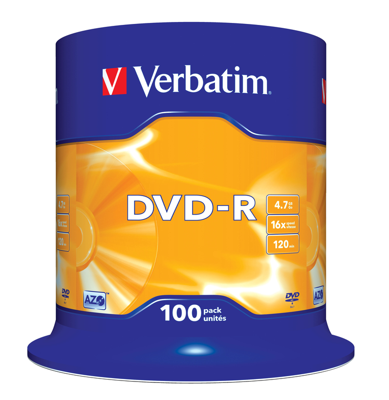 Verbatim DVD-R 4,7 GB 16x, szp. 100 szt.