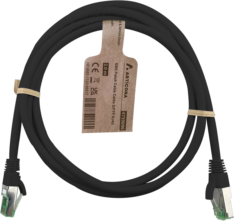 Cavo patch GRS S/FTP RJ45 Cat6a 7,5m ner