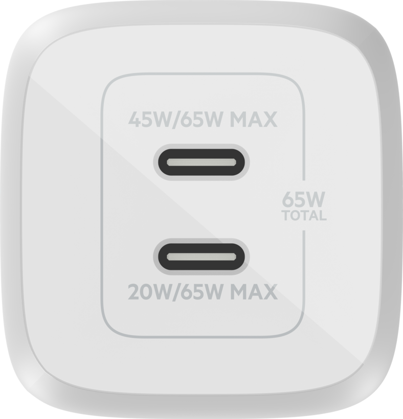 Adattatore ricarica GaN USB-C duale 65 W