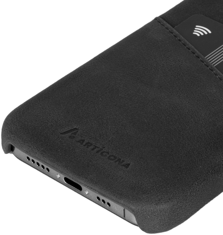 Custodia pelle per iPhone 12/Pro nera