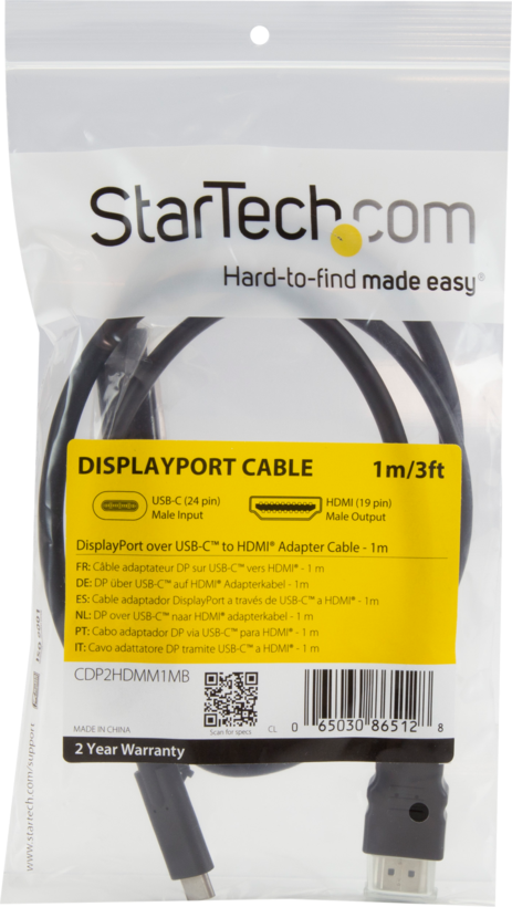 Kabel USB typ C k. - HDMI k. 1m černý