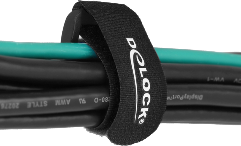 Hook-and-Loop Cable Tie 150mm Black 5x