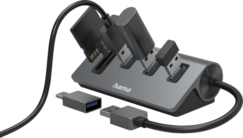Hub USB3.0 Hama 3 ports + lecteur cartes