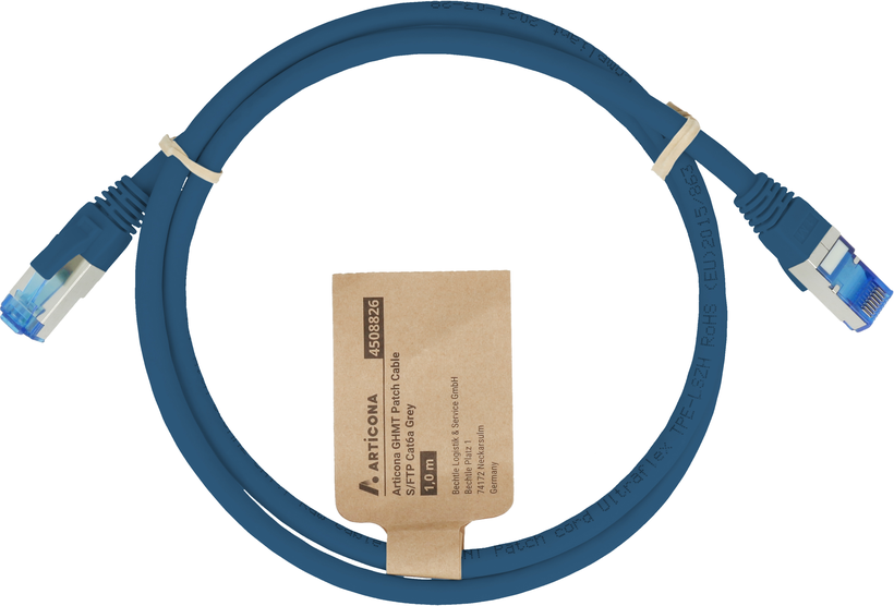 Câble patch RJ45 S/FTP Cat6a 0,5 m bleu