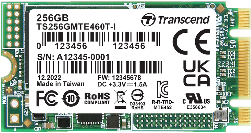 Transcend MTE460T-I PCIe M.2 256 GB SSD